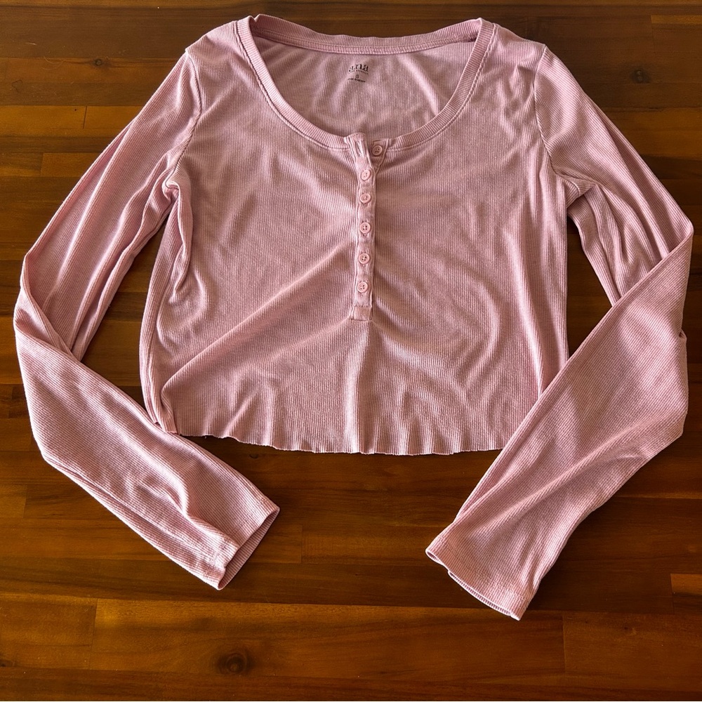 Pink Buttoned Crop Blouse